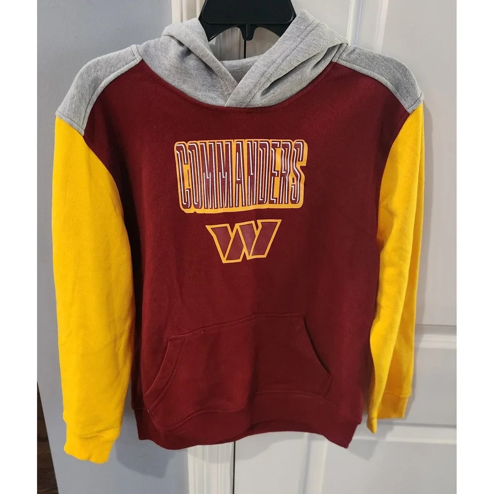 Washington Commanders Youth Hoodie Colorblock NFL Pullover Burgundy Yellow Grey
